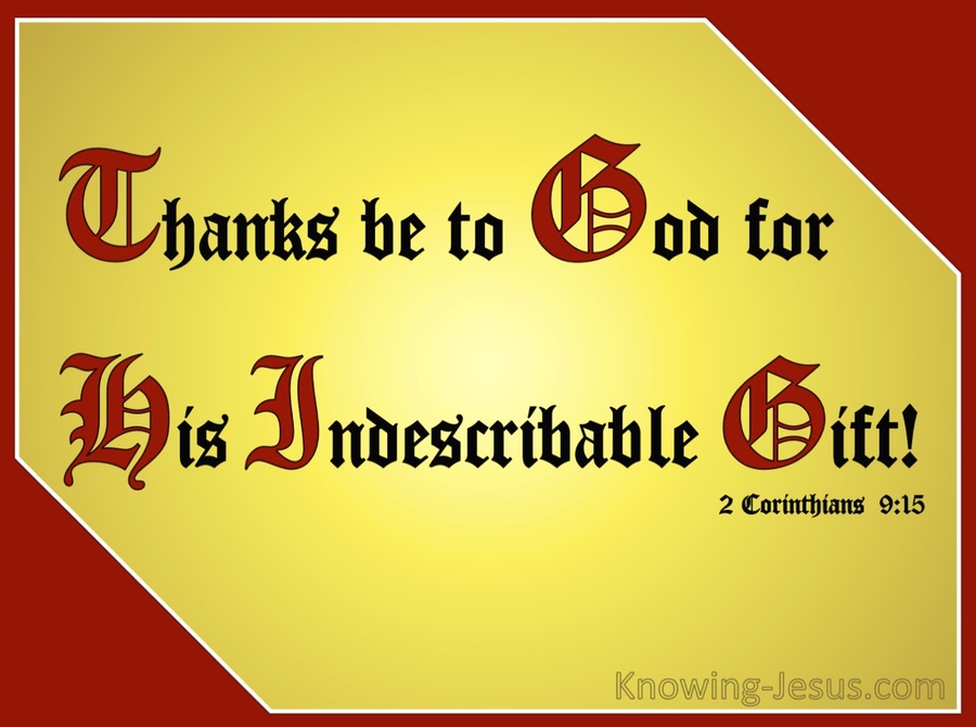2 Corinthians 9:15 Jesus The Incomparable Gift (maroon)